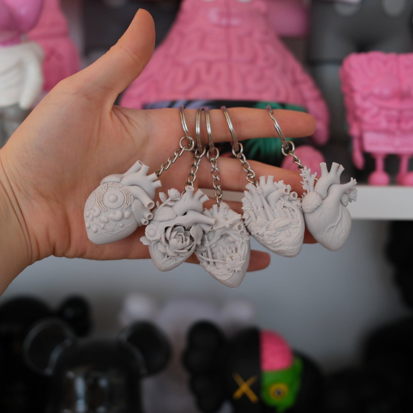 Cellular Love Heart Keychain