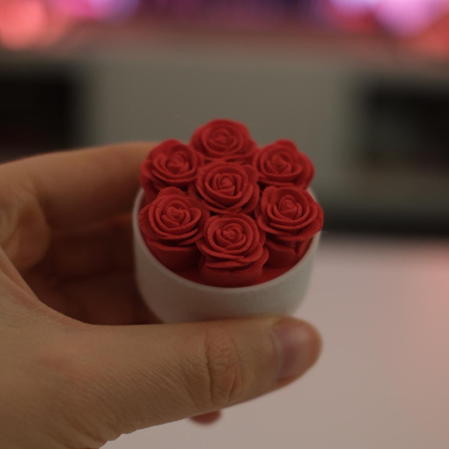 3D Printed Mini Rose Box Clicker Keychain