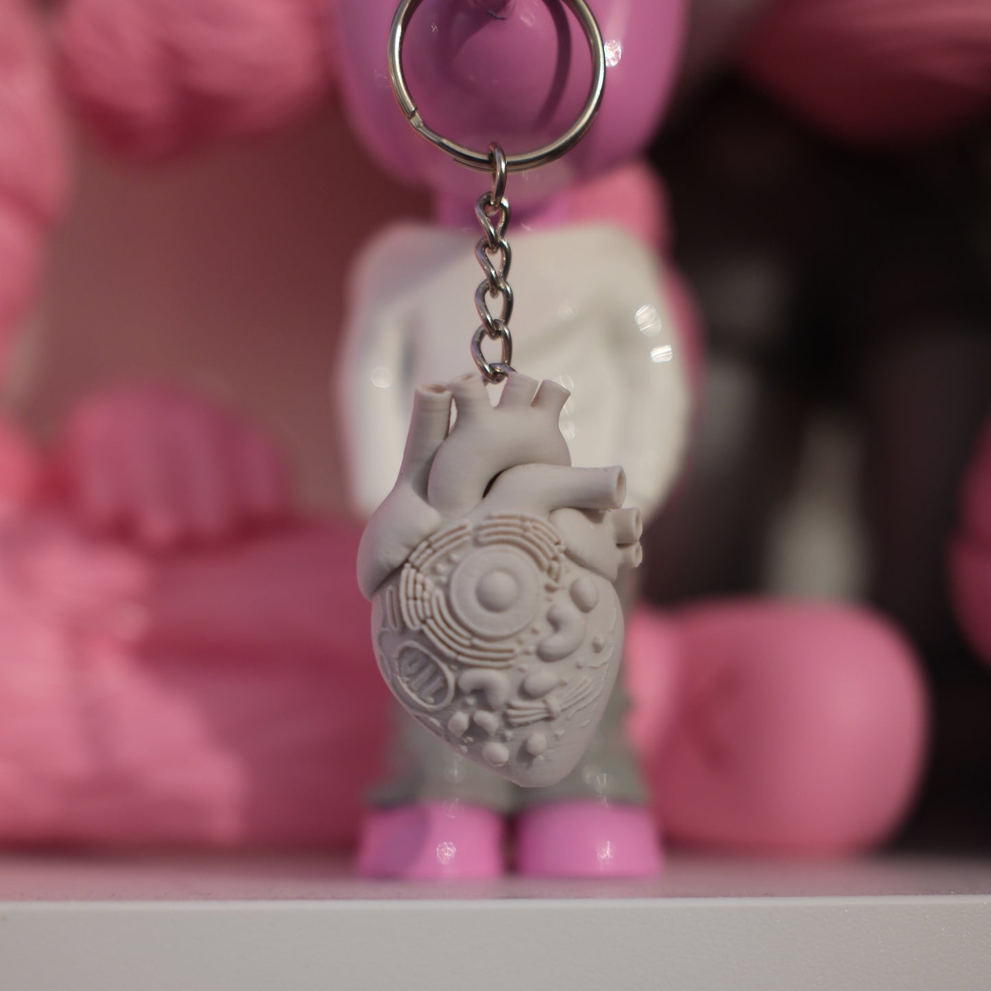 Cellular Love Heart Keychain