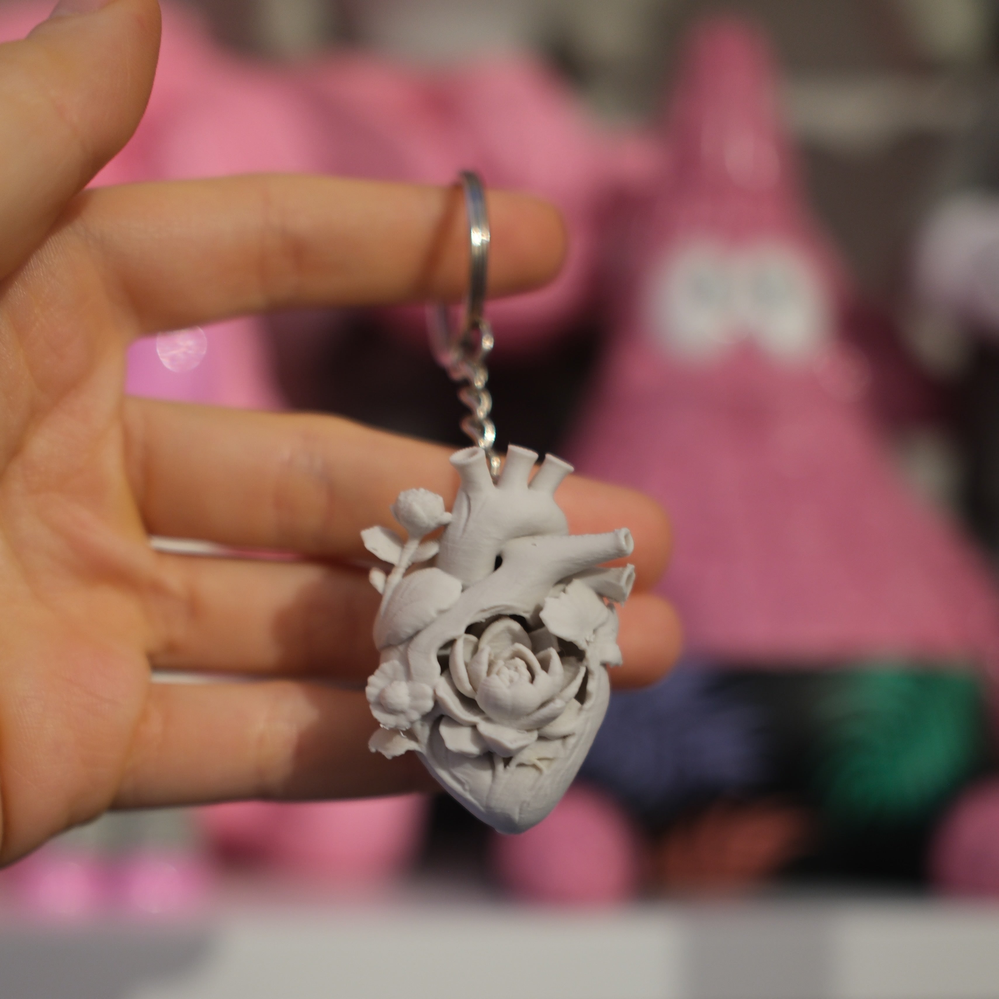 Lotus Bloom Heart Keychain – Pending3d